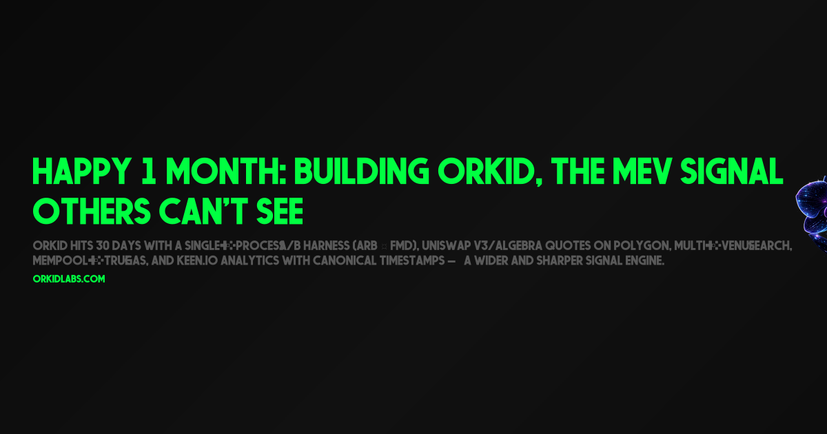 Happy 1 Month: Building ORKID, the MEV Signal Others Can’t See