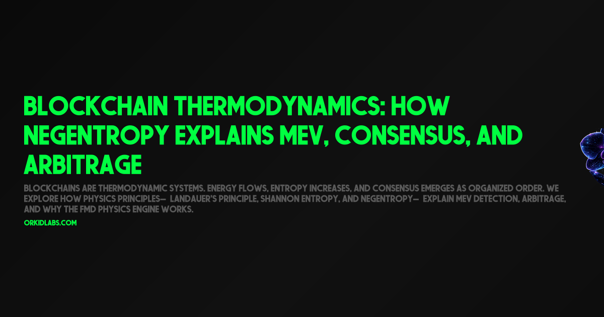Blockchain Thermodynamics: How Negentropy Explains MEV, Consensus, and Arbitrage