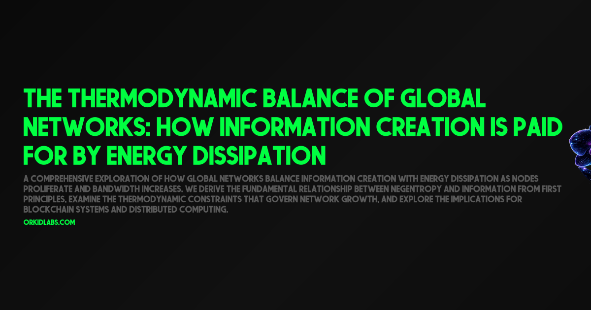 The Thermodynamic Balance of Global Networks: How Information Creation is Paid for by Energy Dissipation