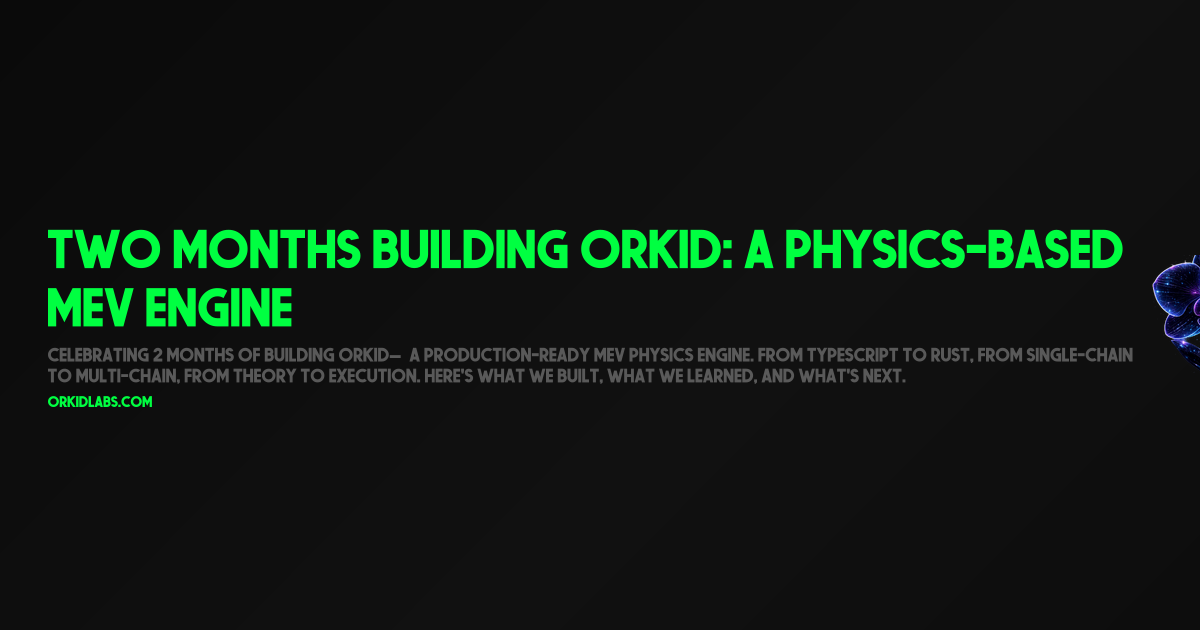 Two Months Building ORKID: A Physics-Based MEV Engine
